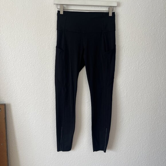 Lululemon Pants - Lululemon Leggings Sz 6 Fast Free 7/8 Tight II Nulux 25" Black Reflective W5BJGS